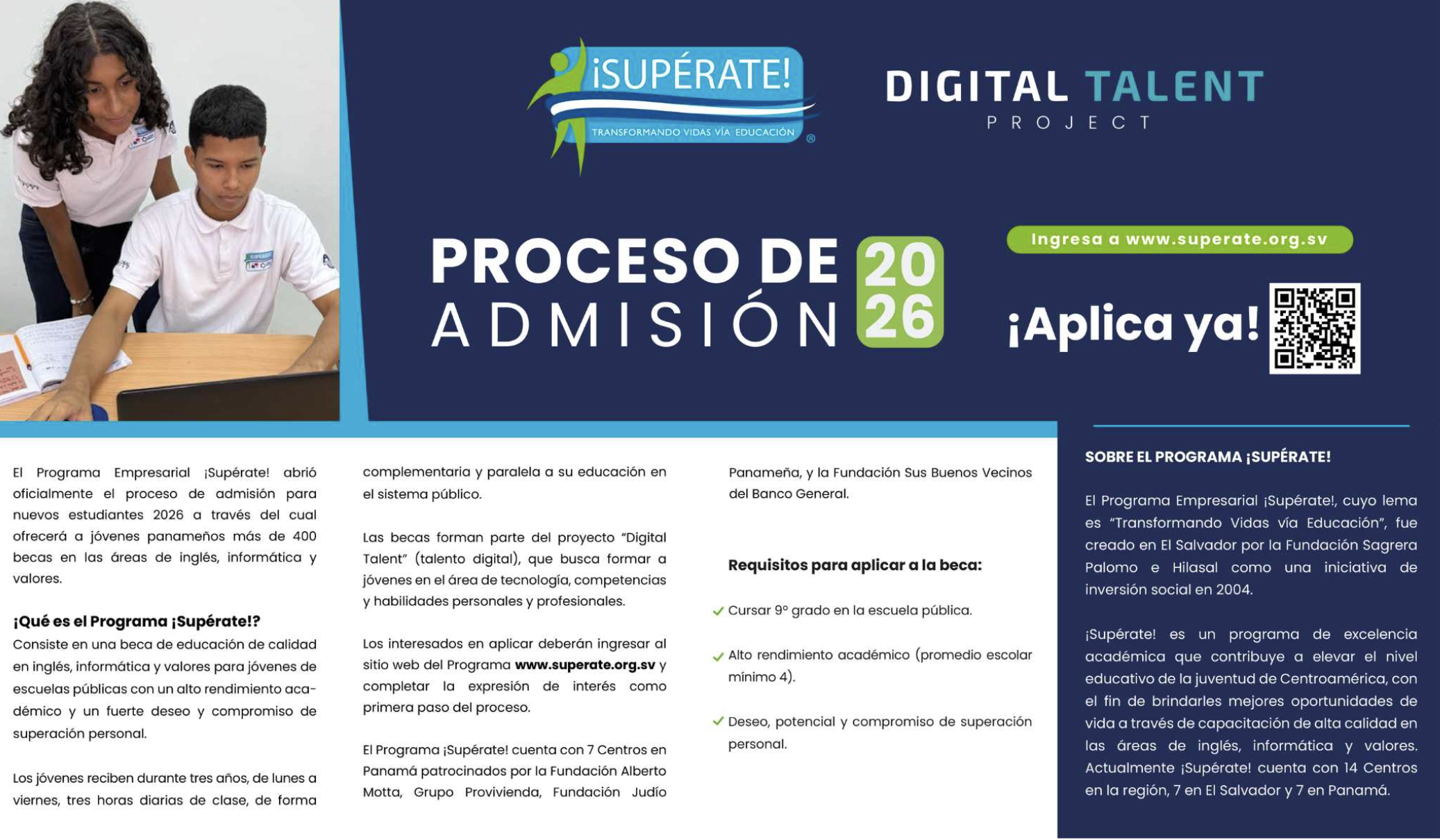 Inician las inscripciones para el programa ¡Supérate! Fundación JUPÁ 2026